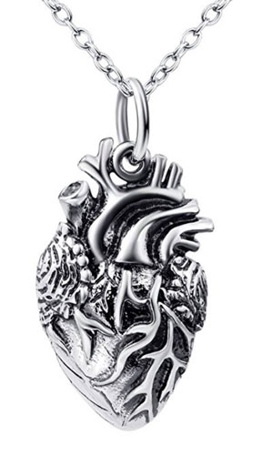 Anatomical Heart Necklace Sterling Silver